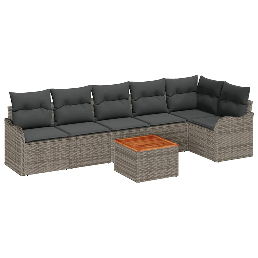 vidaXL Zestaw Sof na Ogród z przechowywaniem 7 pcs Szary polirattan
