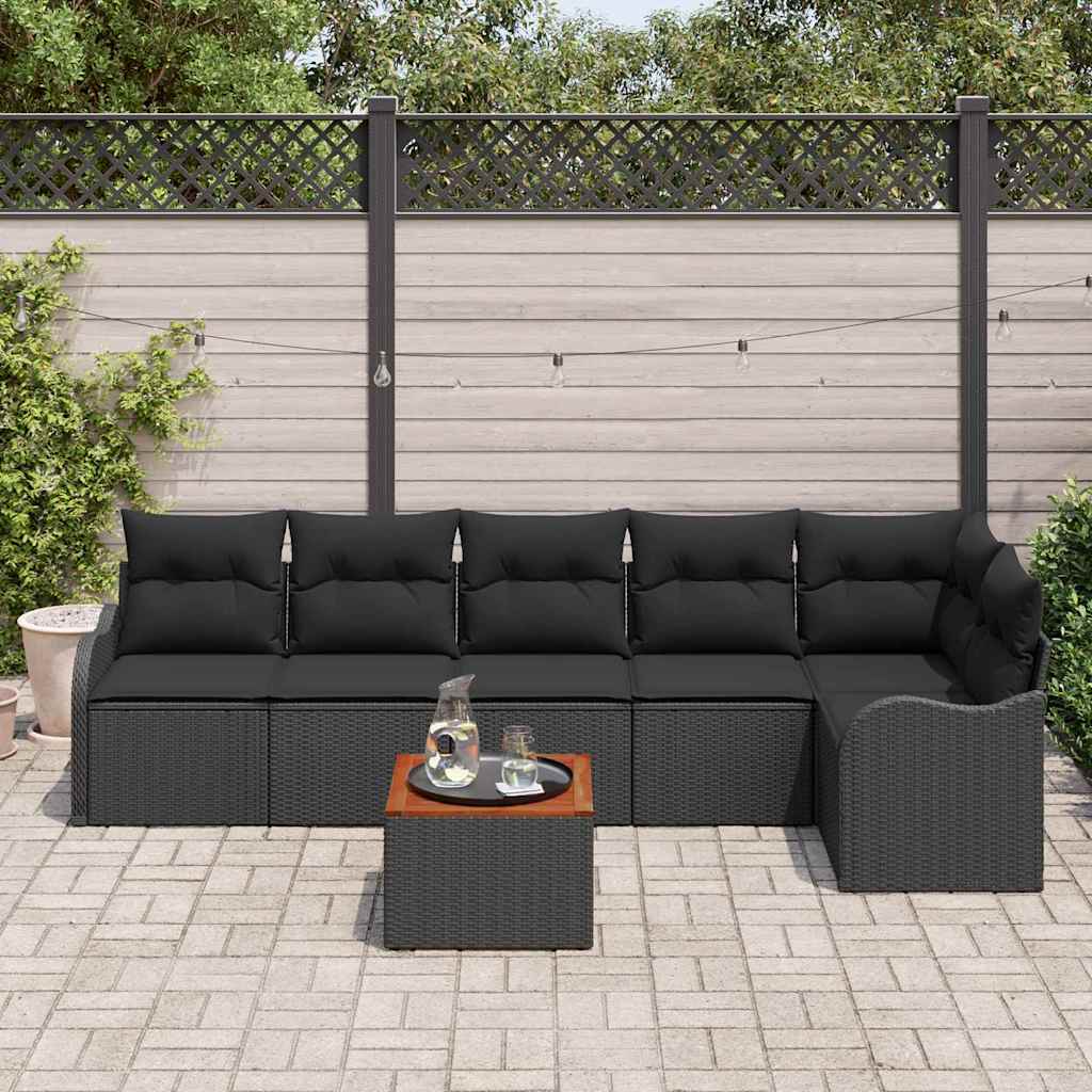vidaXL Zestaw Sof na Ogród z przechowywaniem 7 pcs Czarny polirattan