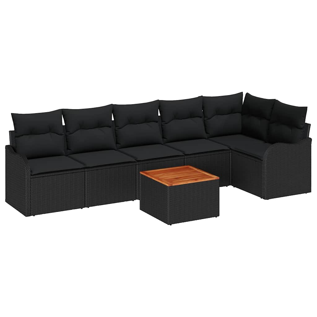 vidaXL Zestaw Sof na Ogród z przechowywaniem 7 pcs Czarny polirattan