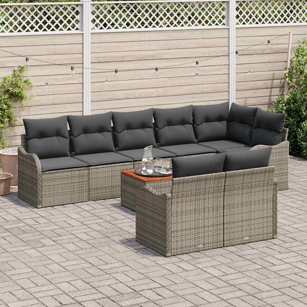 vidaXL Zestaw Sof na Ogród z przechowywaniem 9 pcs Szary polirattan