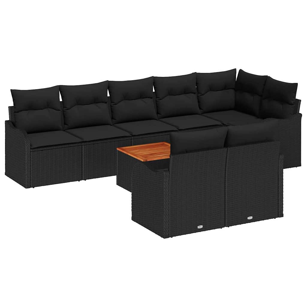 vidaXL Zestaw Sof na Ogród z przechowywaniem 9 pcs Czarny polirattan