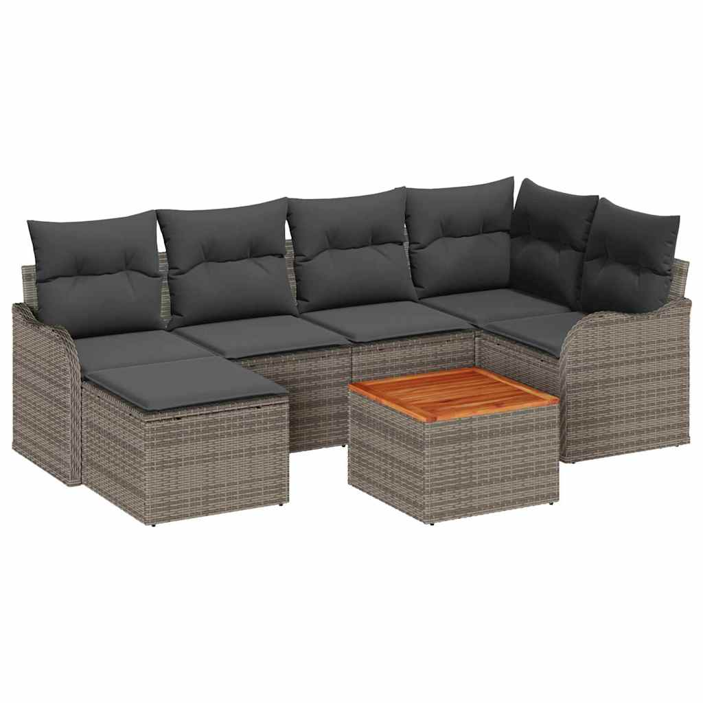 vidaXL Zestaw Sof na Ogród z przechowywaniem 7 pcs Szary polirattan