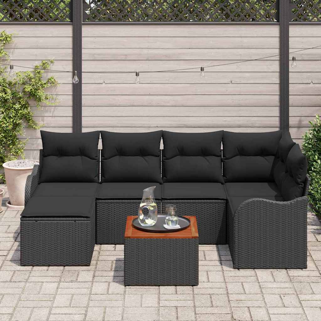 vidaXL Zestaw Sof na Ogród z przechowywaniem 7 pcs Czarny polirattan