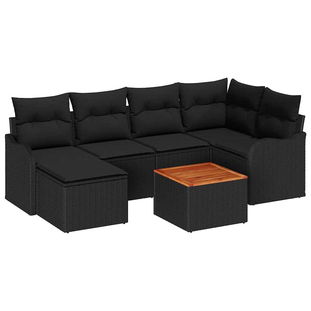 vidaXL Zestaw Sof na Ogród z przechowywaniem 7 pcs Czarny polirattan