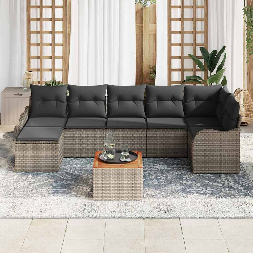vidaXL Zestaw Sof na Ogród z przechowywaniem 8 pcs Szary polirattan