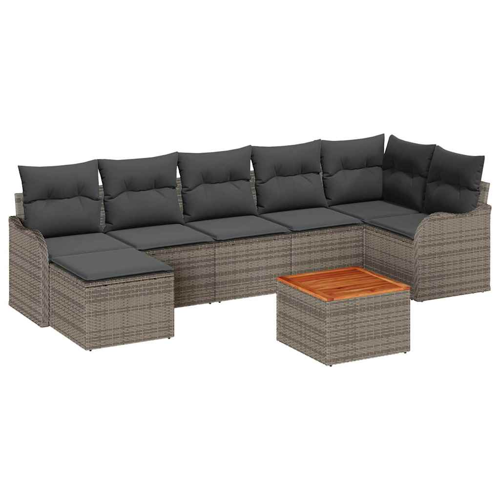 vidaXL Zestaw Sof na Ogród z przechowywaniem 8 pcs Szary polirattan