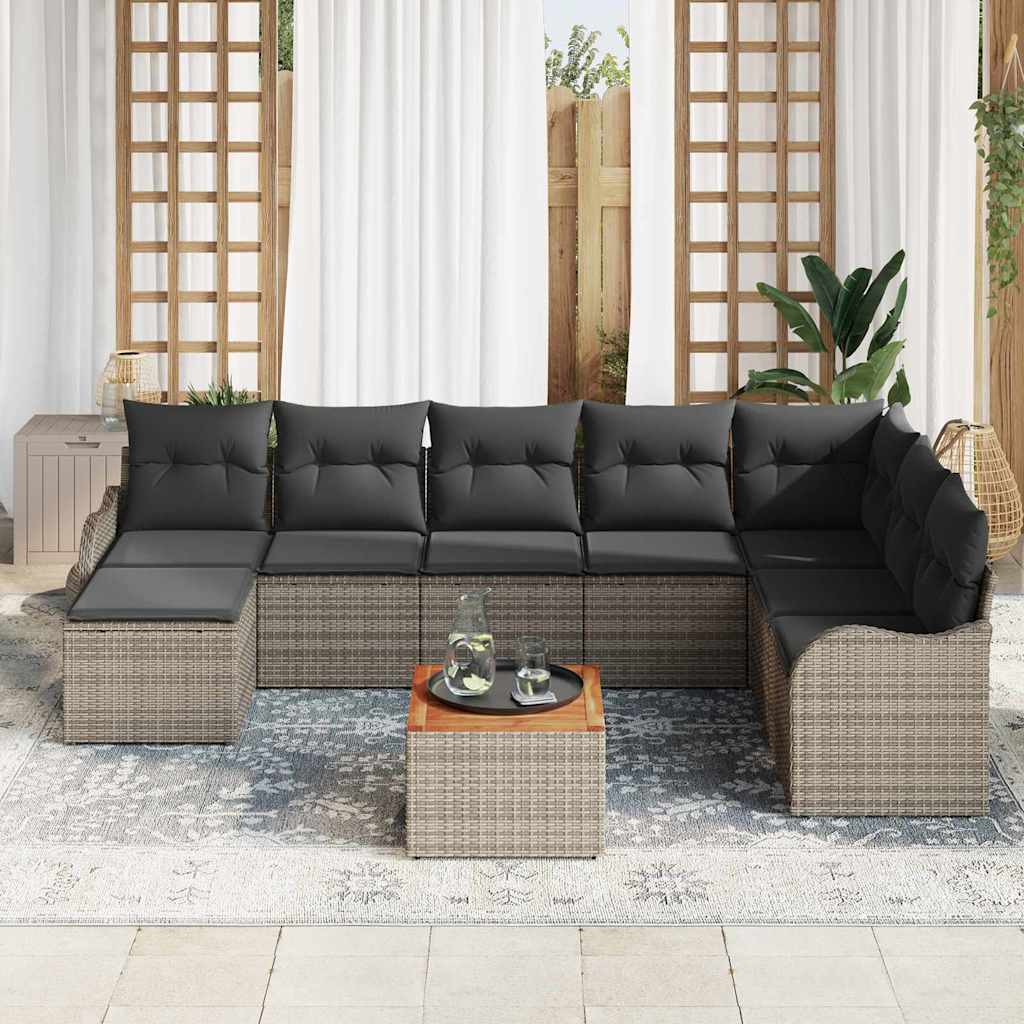 vidaXL Zestaw Sof na Ogród z przechowywaniem 9 pcs Szary polirattan