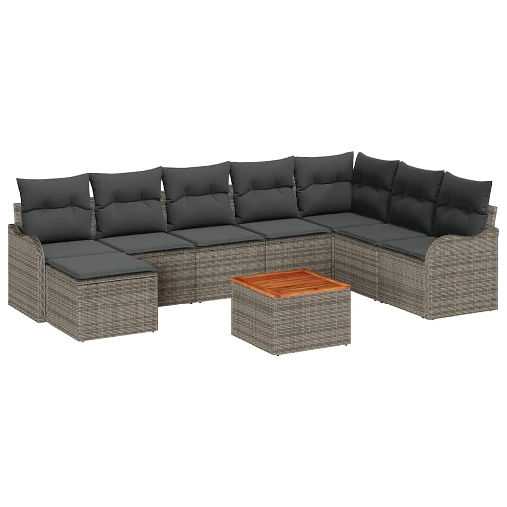 vidaXL Zestaw Sof na Ogród z przechowywaniem 9 pcs Szary polirattan