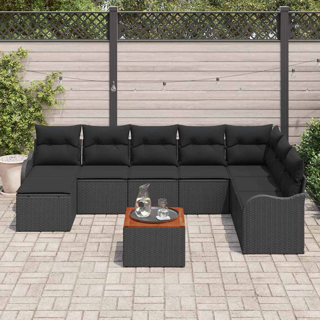 vidaXL Zestaw Sof na Ogród z przechowywaniem 9 pcs Czarny polirattan