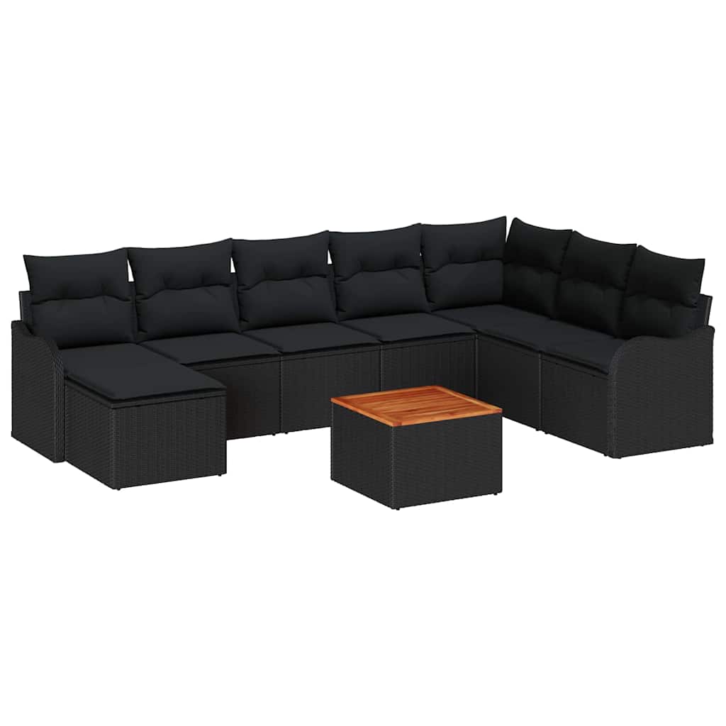 vidaXL Zestaw Sof na Ogród z przechowywaniem 9 pcs Czarny polirattan