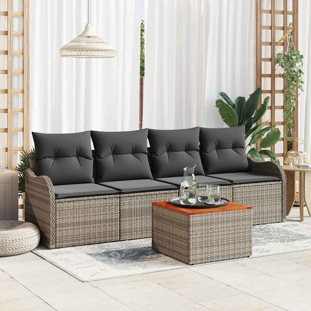 vidaXL Zestaw Sof na Ogród z przechowywaniem 5 pcs Szary polirattan