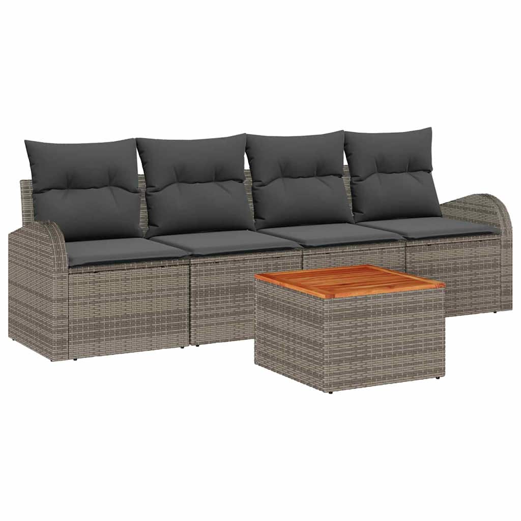 vidaXL Zestaw Sof na Ogród z przechowywaniem 5 pcs Szary polirattan