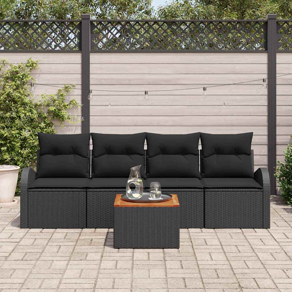 vidaXL Zestaw Sof na Ogród z przechowywaniem 5 pcs Czarny polirattan