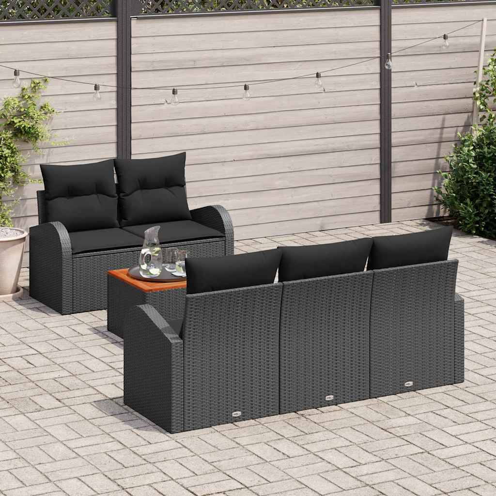 vidaXL Zestaw Sof na Ogród z przechowywaniem 6 pcs Czarny polirattan