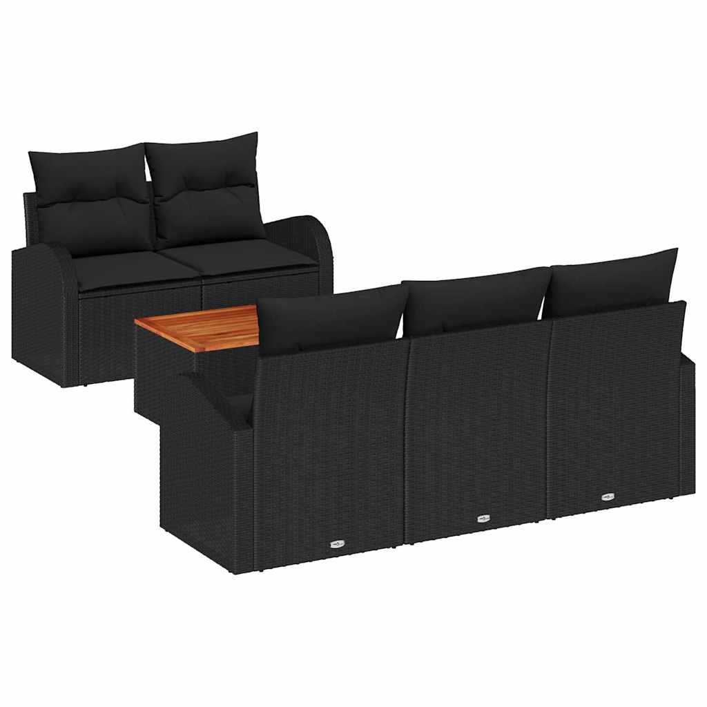 vidaXL Zestaw Sof na Ogród z przechowywaniem 6 pcs Czarny polirattan