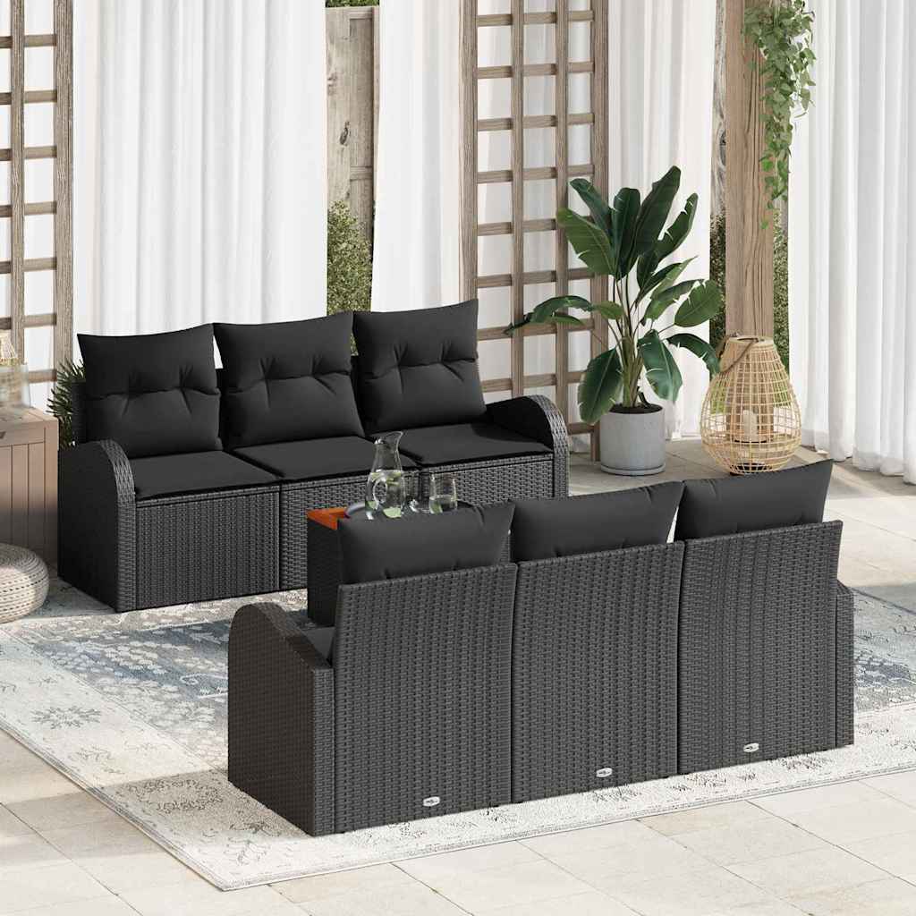 vidaXL Zestaw Sof na Ogród z przechowywaniem 7 pcs Czarny polirattan
