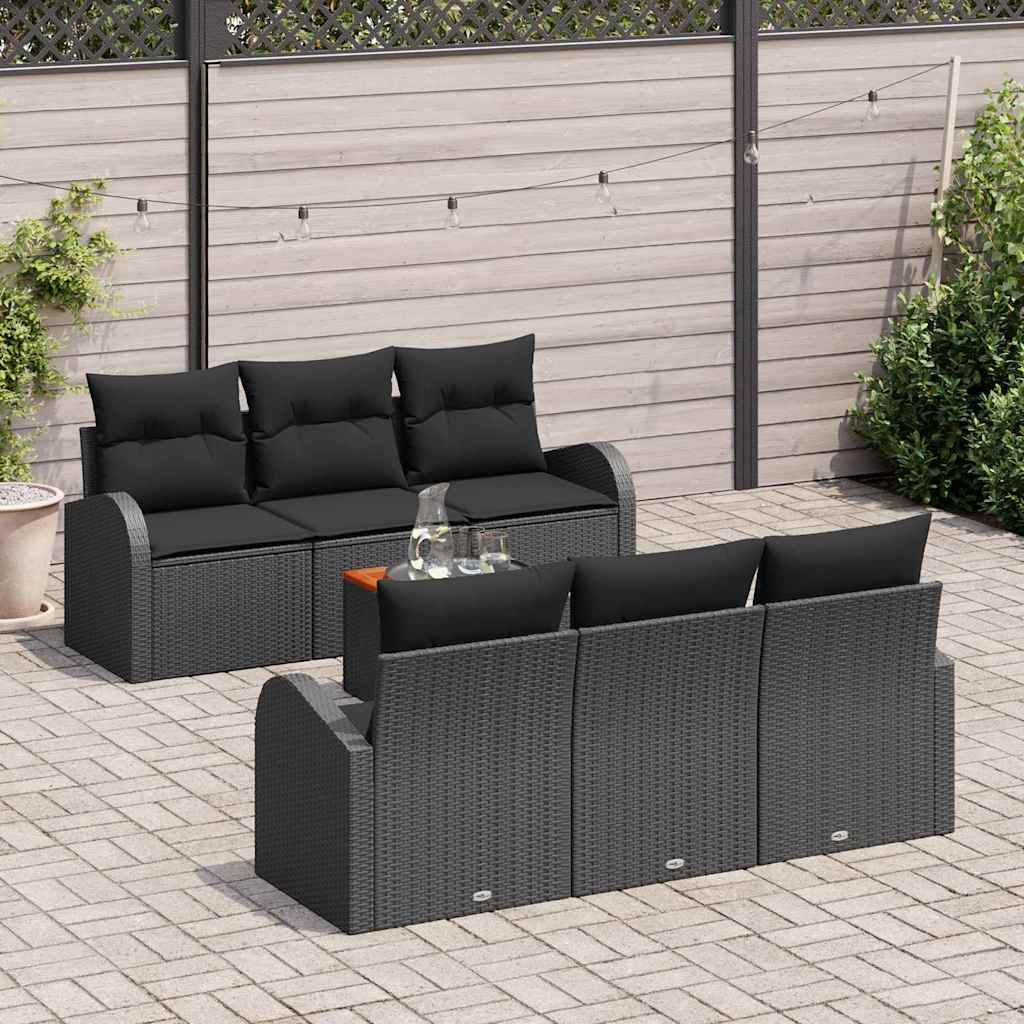 vidaXL Zestaw Sof na Ogród z przechowywaniem 7 pcs Czarny polirattan