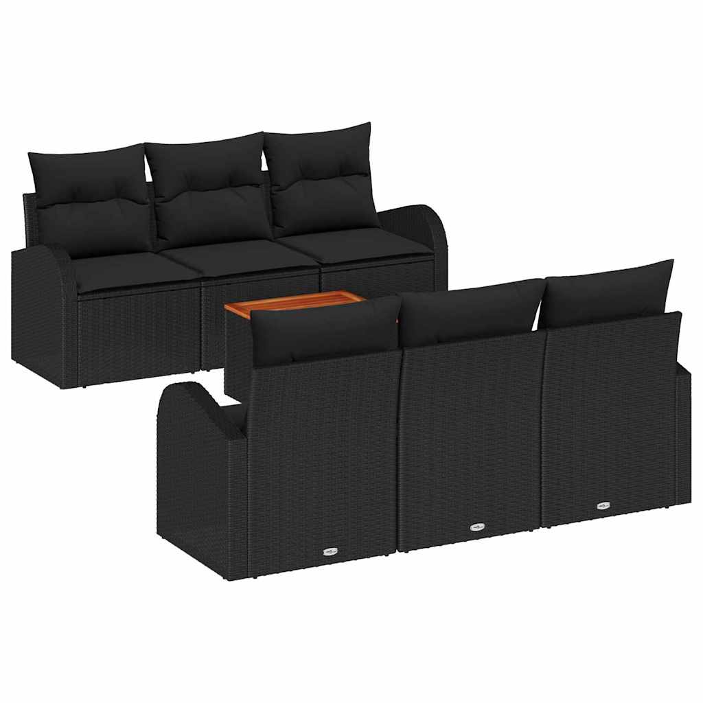 vidaXL Zestaw Sof na Ogród z przechowywaniem 7 pcs Czarny polirattan