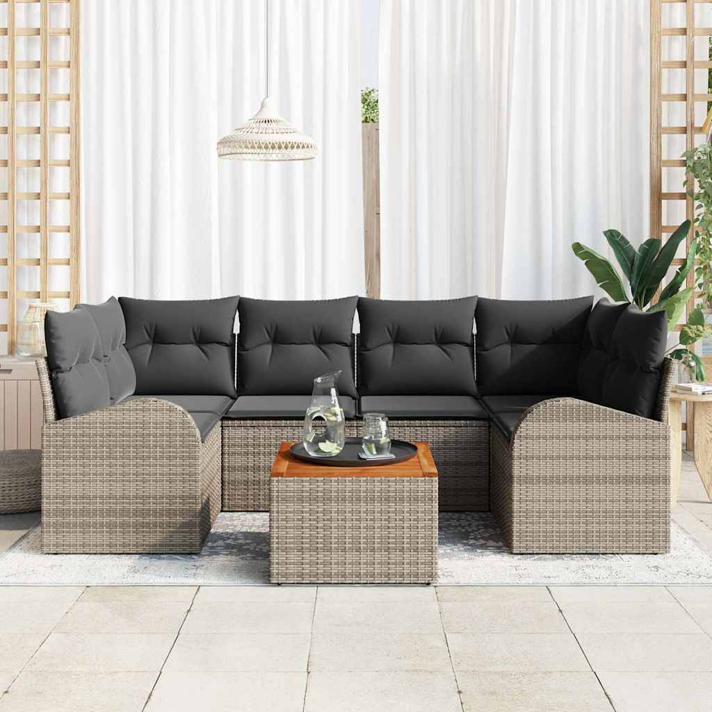vidaXL Zestaw Sof na Ogród z przechowywaniem 7 pcs Szary polirattan