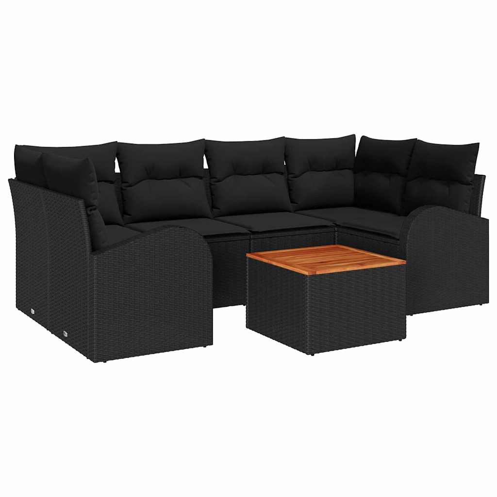 vidaXL Zestaw Sof na Ogród z przechowywaniem 7 pcs Czarny polirattan