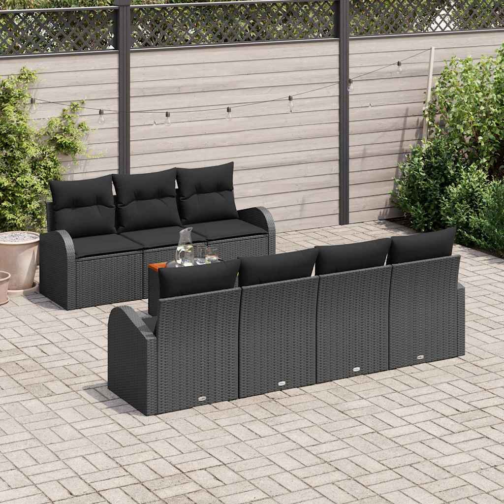 vidaXL Zestaw Sof na Ogród z przechowywaniem 8 pcs Czarny polirattan