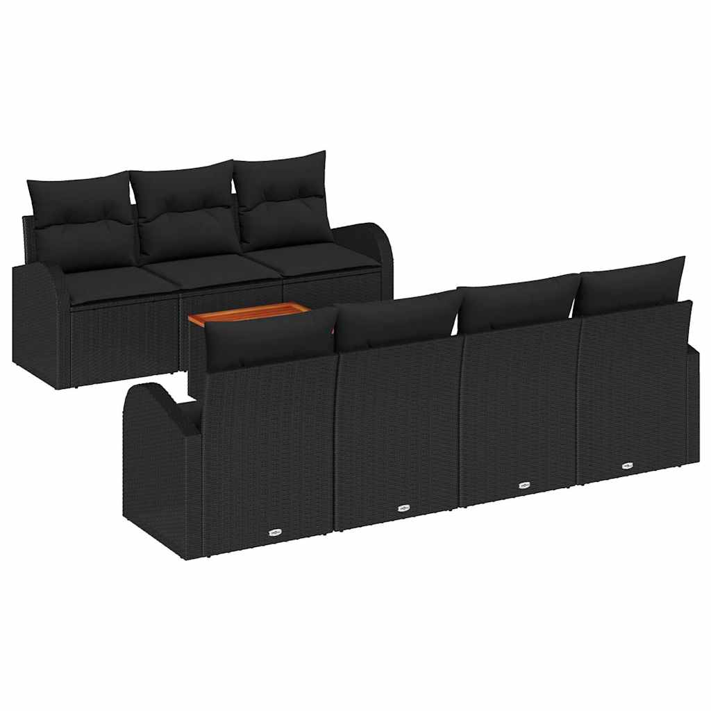 vidaXL Zestaw Sof na Ogród z przechowywaniem 8 pcs Czarny polirattan