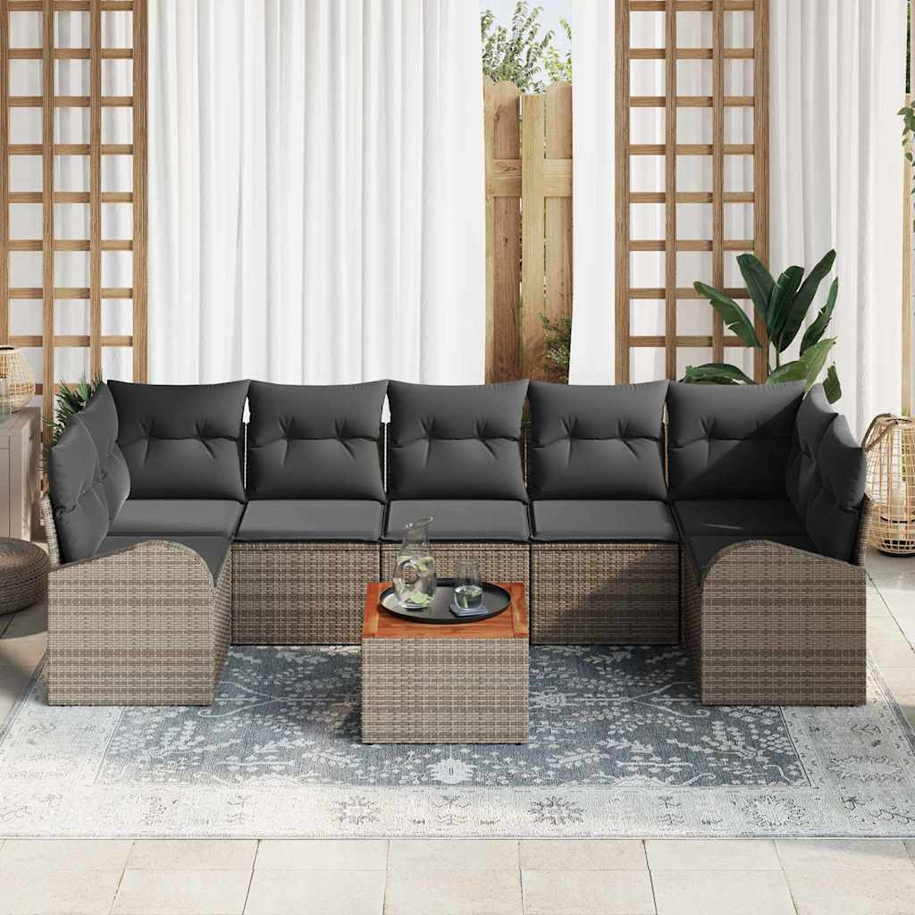 vidaXL Zestaw Sof na Ogród z przechowywaniem 8 pcs Szary polirattan