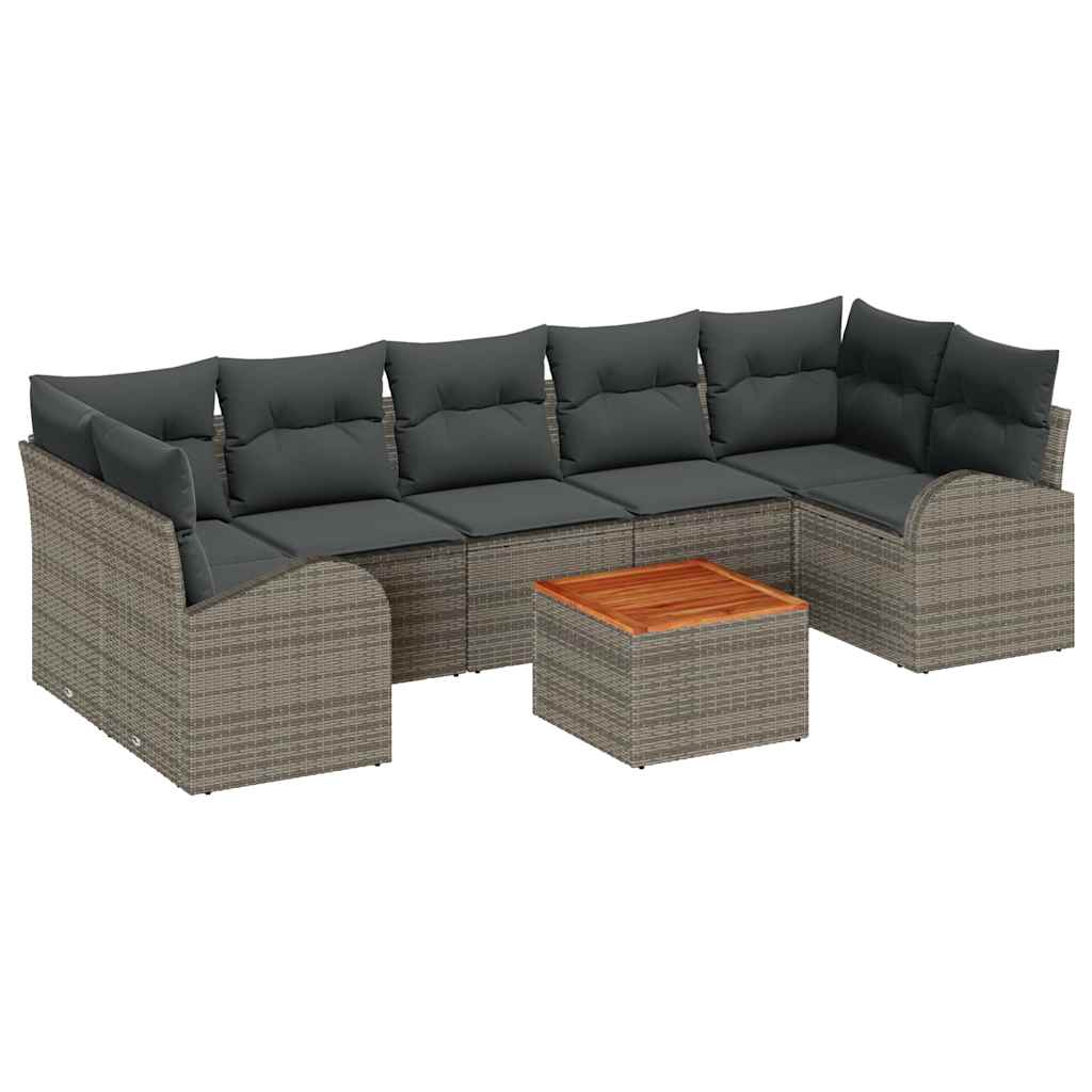 vidaXL Zestaw Sof na Ogród z przechowywaniem 8 pcs Szary polirattan