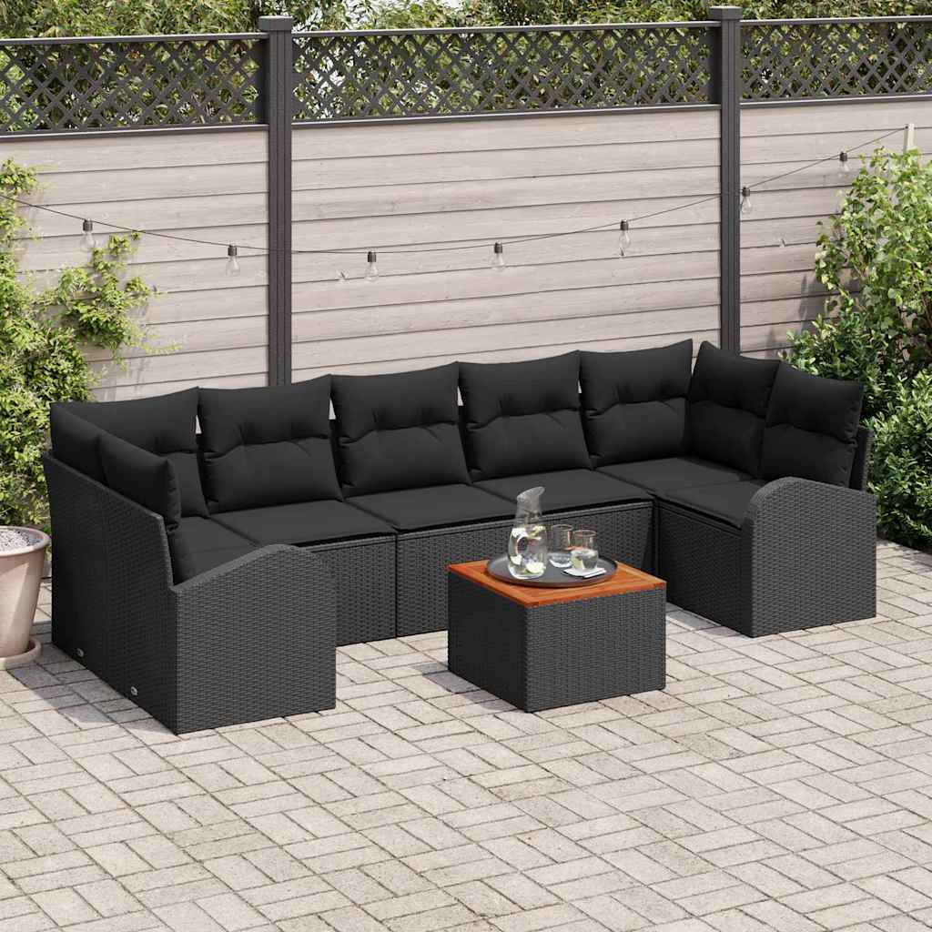 vidaXL Zestaw Sof na Ogród z przechowywaniem 8 pcs Czarny polirattan