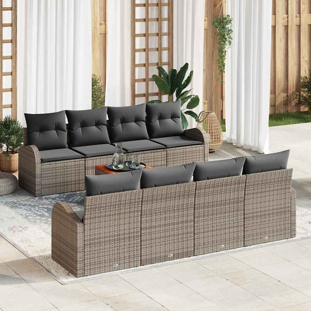 vidaXL Zestaw Sof na Ogród z przechowywaniem 9 pcs Szary polirattan