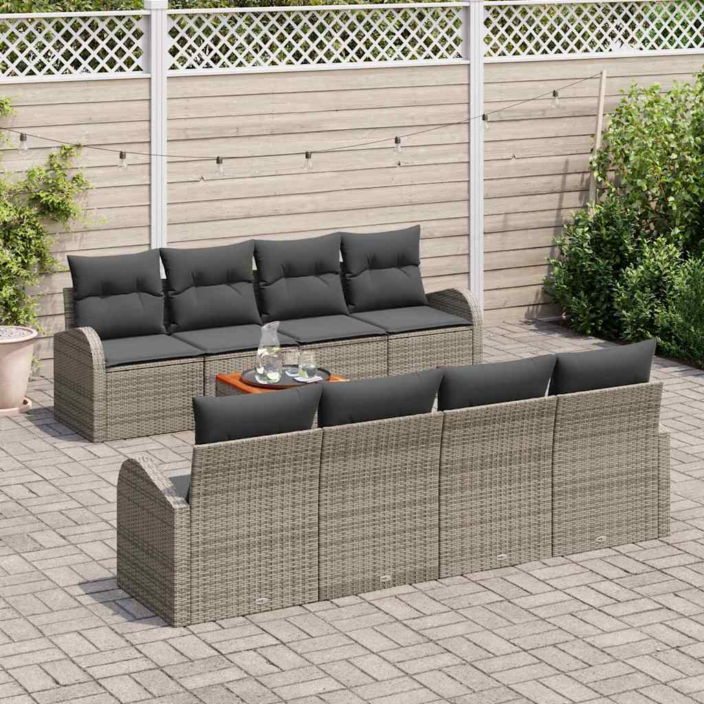 vidaXL Zestaw Sof na Ogród z przechowywaniem 9 pcs Szary polirattan