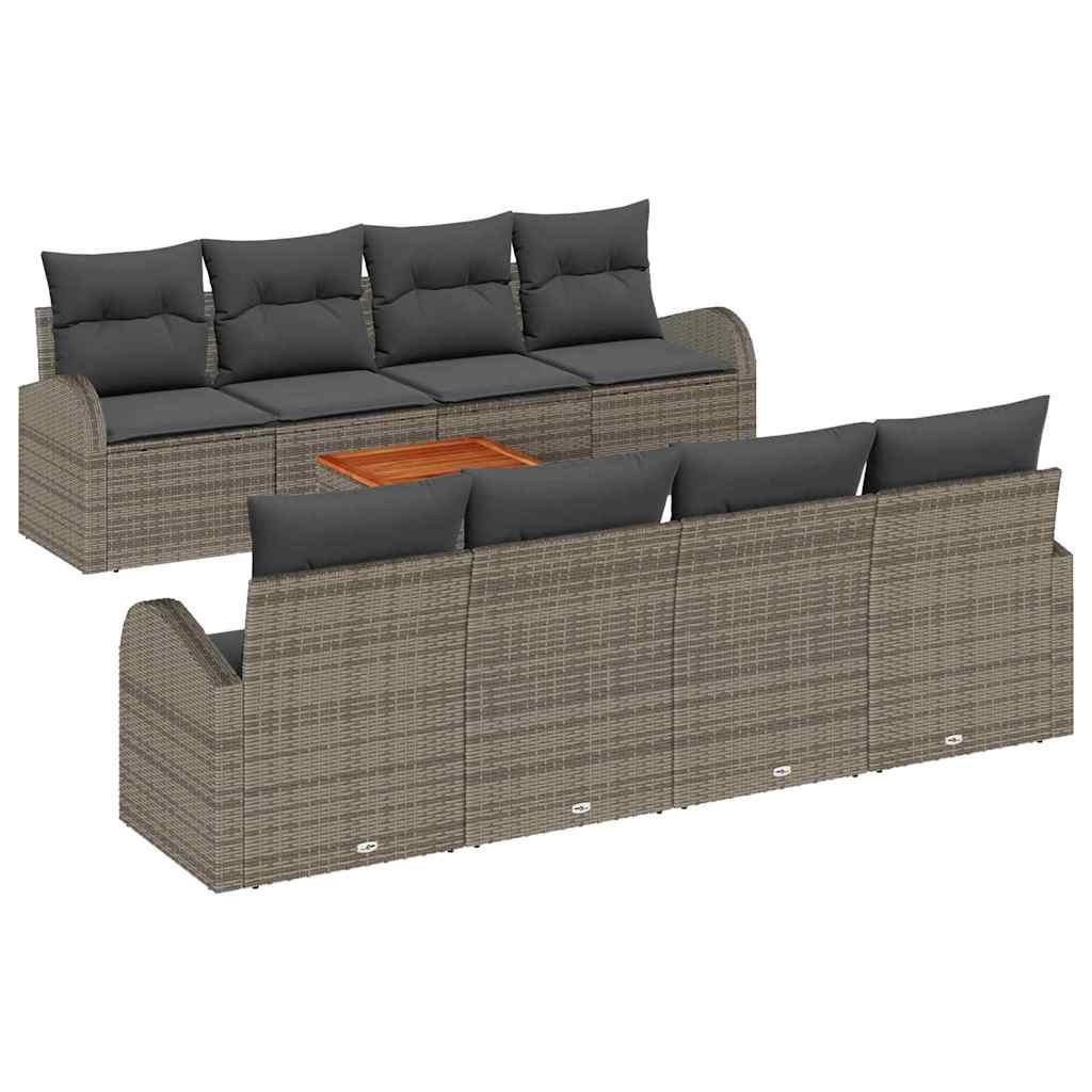 vidaXL Zestaw Sof na Ogród z przechowywaniem 9 pcs Szary polirattan