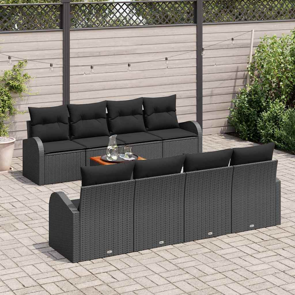 vidaXL Zestaw Sof na Ogród z przechowywaniem 9 pcs Czarny polirattan