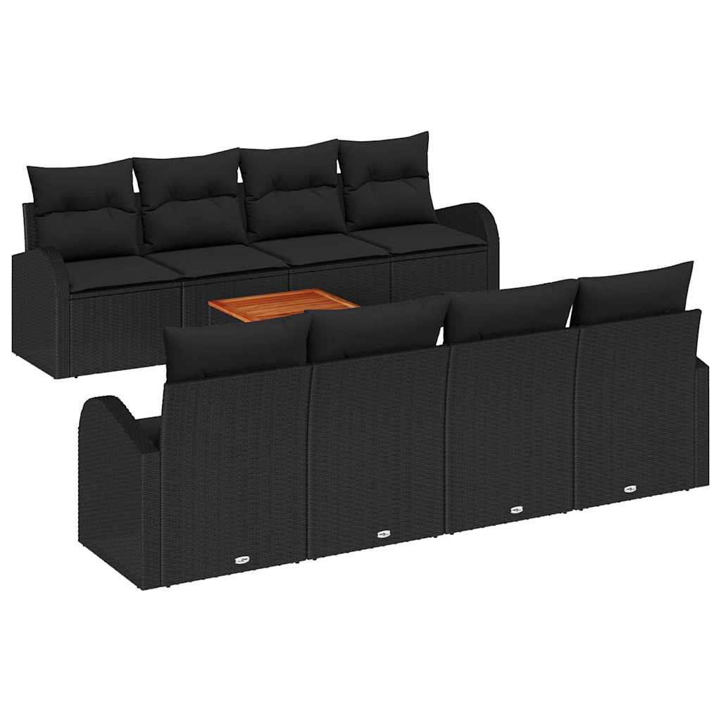 vidaXL Zestaw Sof na Ogród z przechowywaniem 9 pcs Czarny polirattan