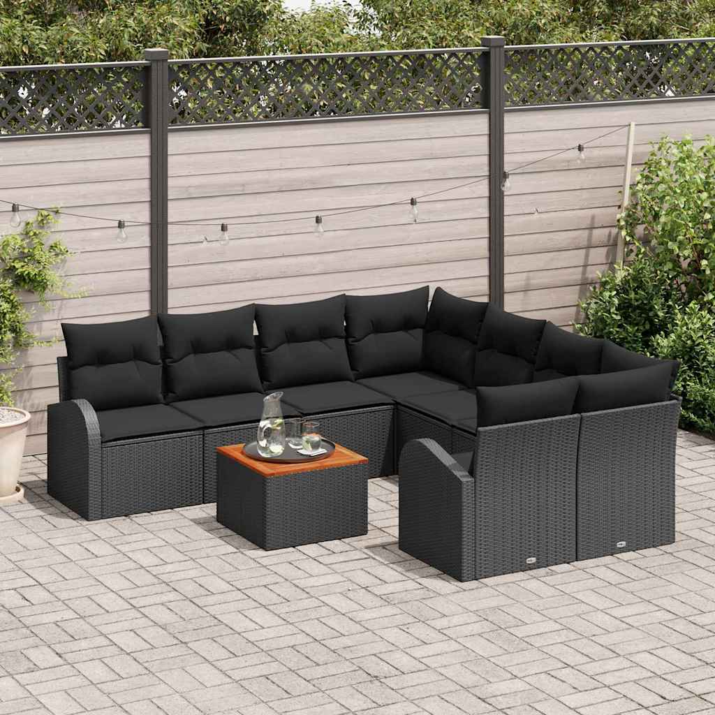 vidaXL Zestaw Sof na Ogród z przechowywaniem 9 pcs Czarny polirattan