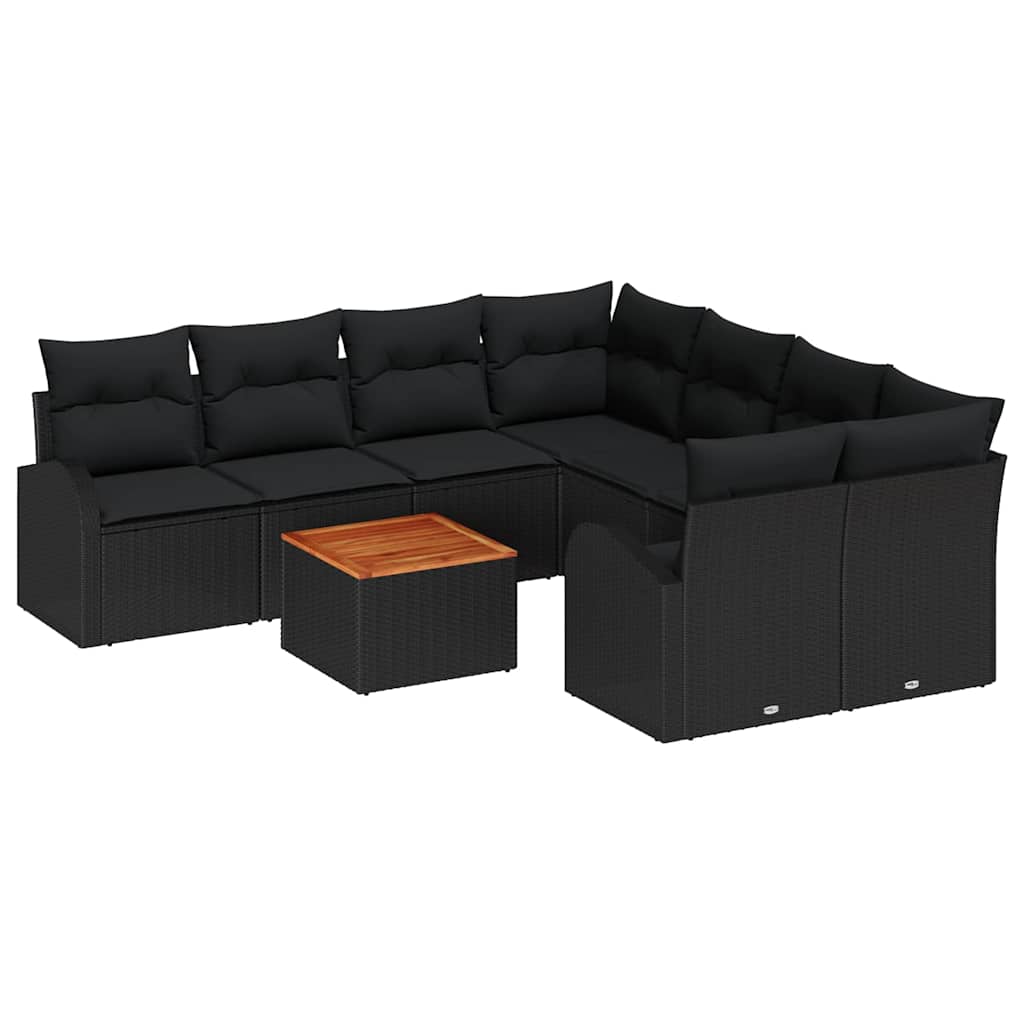 vidaXL Zestaw Sof na Ogród z przechowywaniem 9 pcs Czarny polirattan
