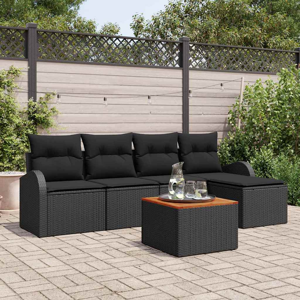 vidaXL Zestaw Sof na Ogród z przechowywaniem 6 pcs Czarny polirattan