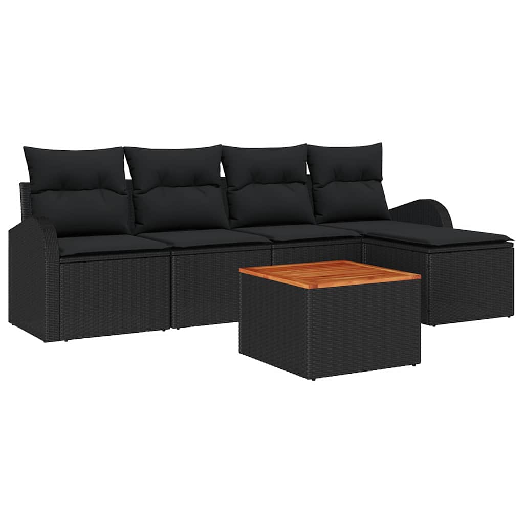 vidaXL Zestaw Sof na Ogród z przechowywaniem 6 pcs Czarny polirattan