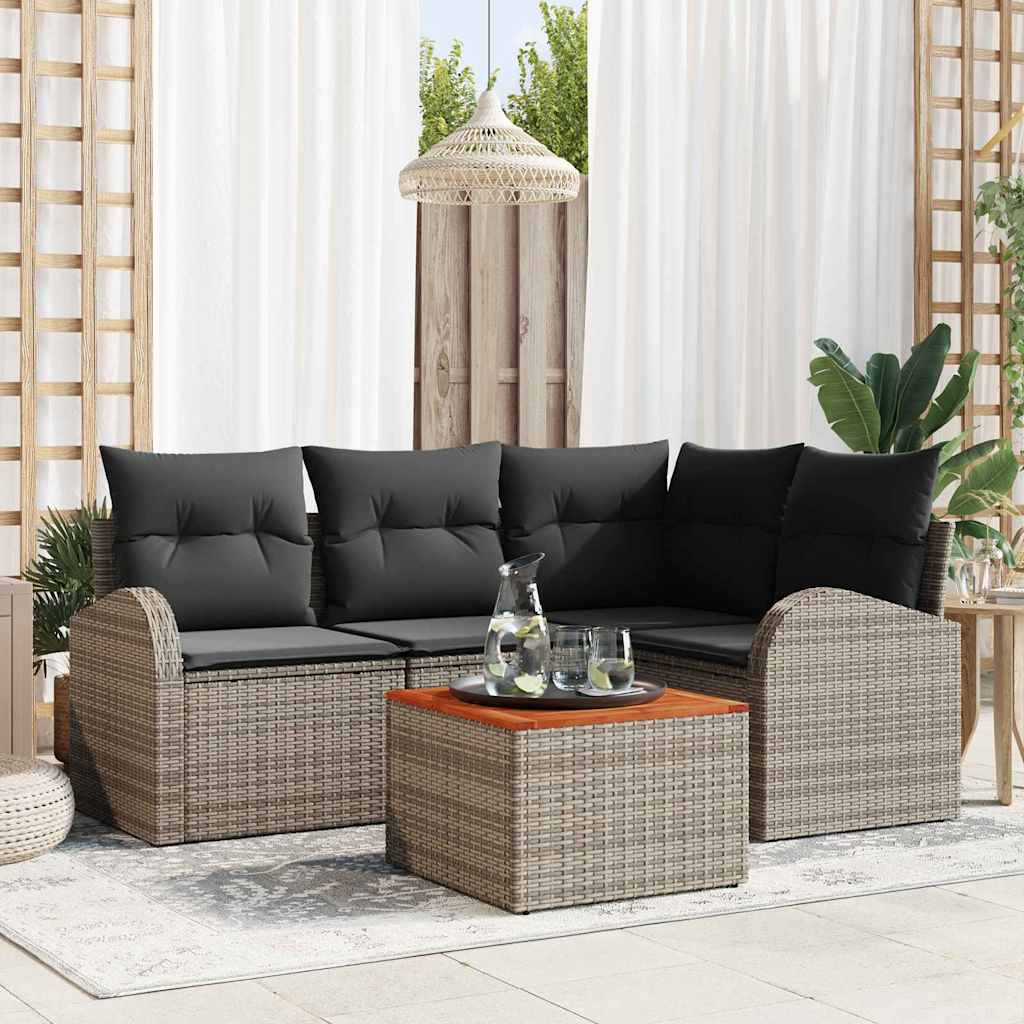 vidaXL Zestaw Sof na Ogród z przechowywaniem 5 pcs Szary polirattan