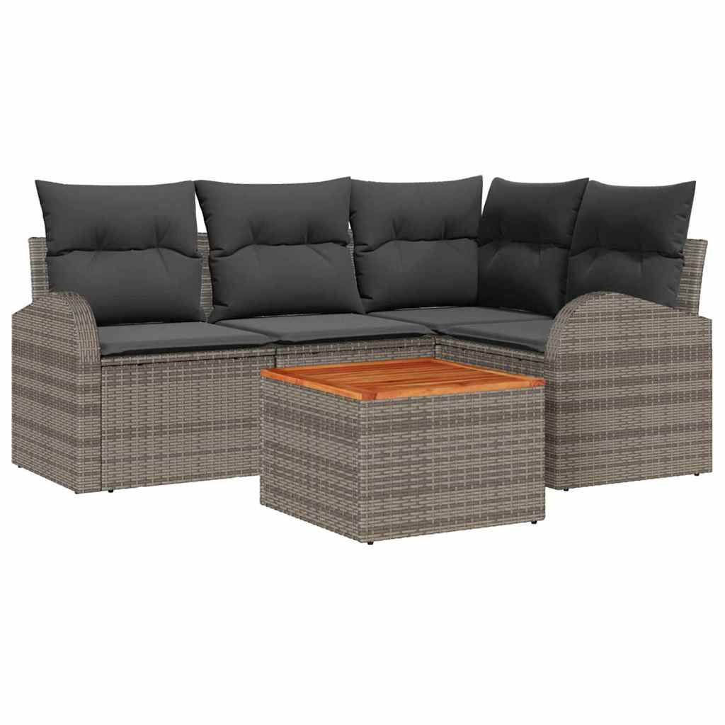 vidaXL Zestaw Sof na Ogród z przechowywaniem 5 pcs Szary polirattan