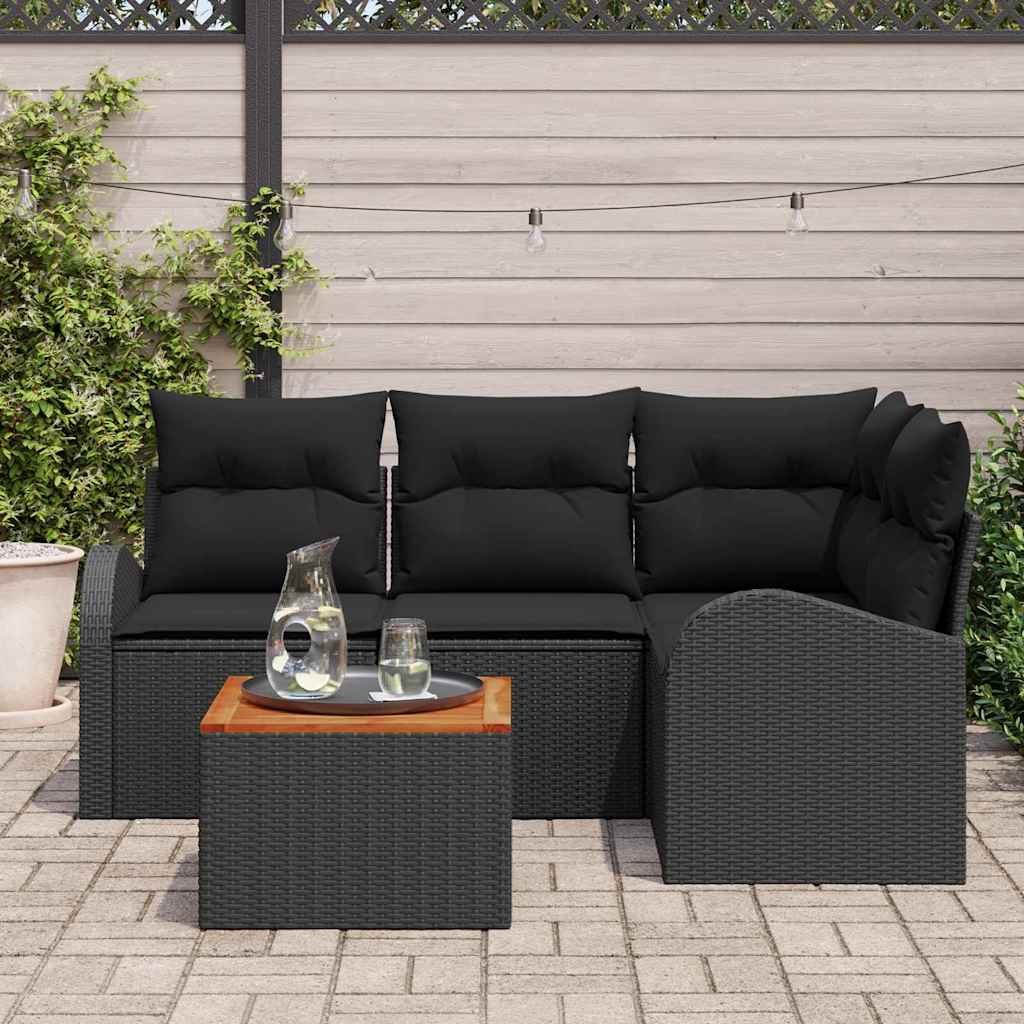 vidaXL Zestaw Sof na Ogród z przechowywaniem 5 pcs Czarny polirattan