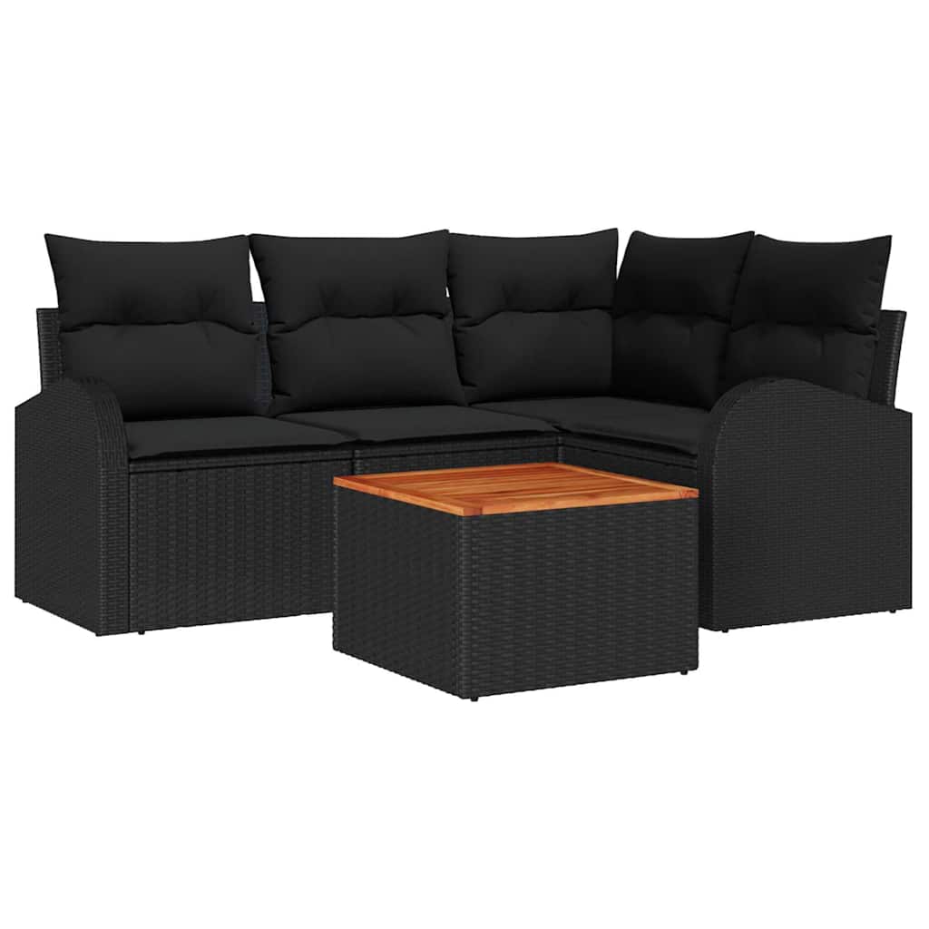 vidaXL Zestaw Sof na Ogród z przechowywaniem 5 pcs Czarny polirattan