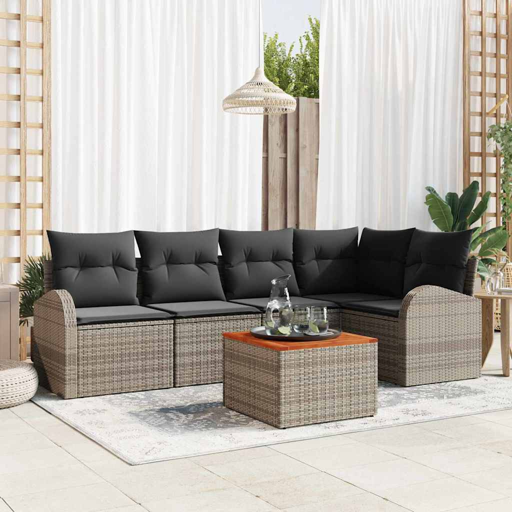 vidaXL Zestaw Sof na Ogród z przechowywaniem 6 pcs Szary polirattan