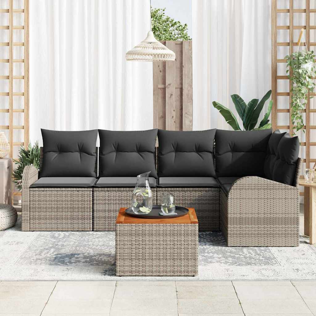 vidaXL Zestaw Sof na Ogród z przechowywaniem 6 pcs Szary polirattan