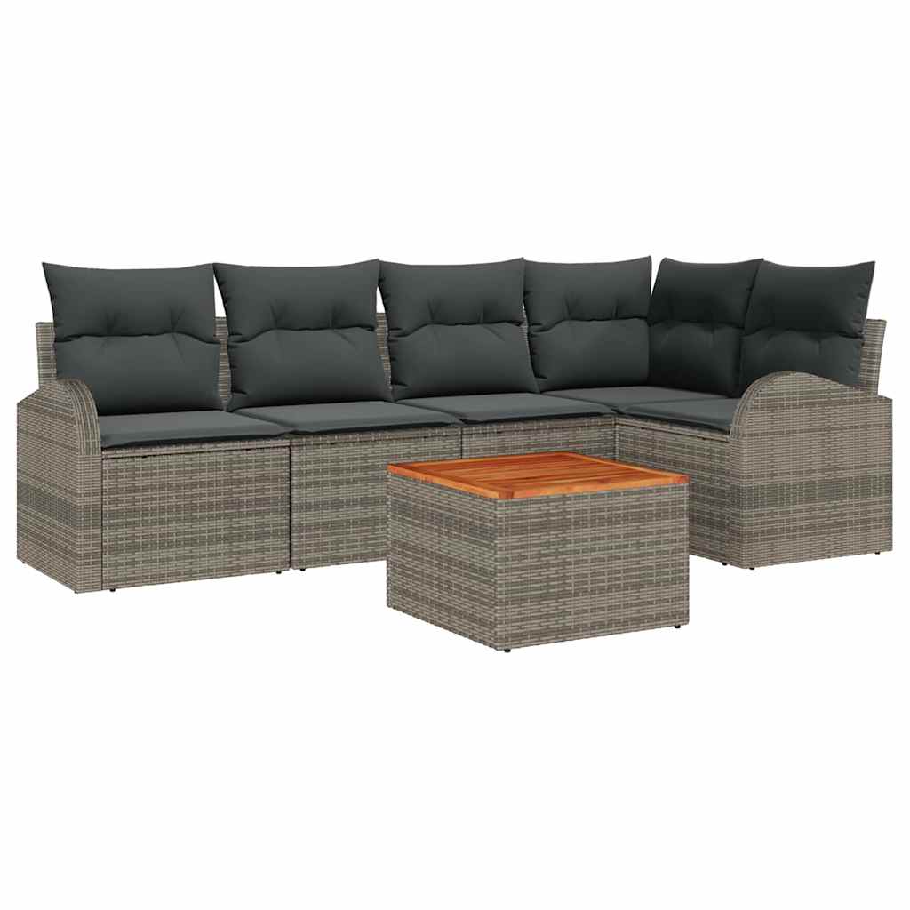 vidaXL Zestaw Sof na Ogród z przechowywaniem 6 pcs Szary polirattan