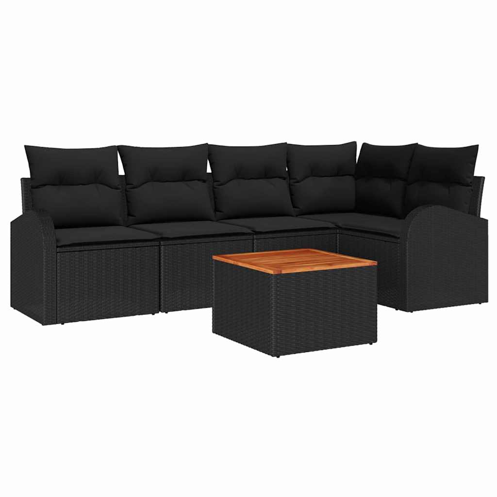 vidaXL Zestaw Sof na Ogród z przechowywaniem 6 pcs Czarny polirattan
