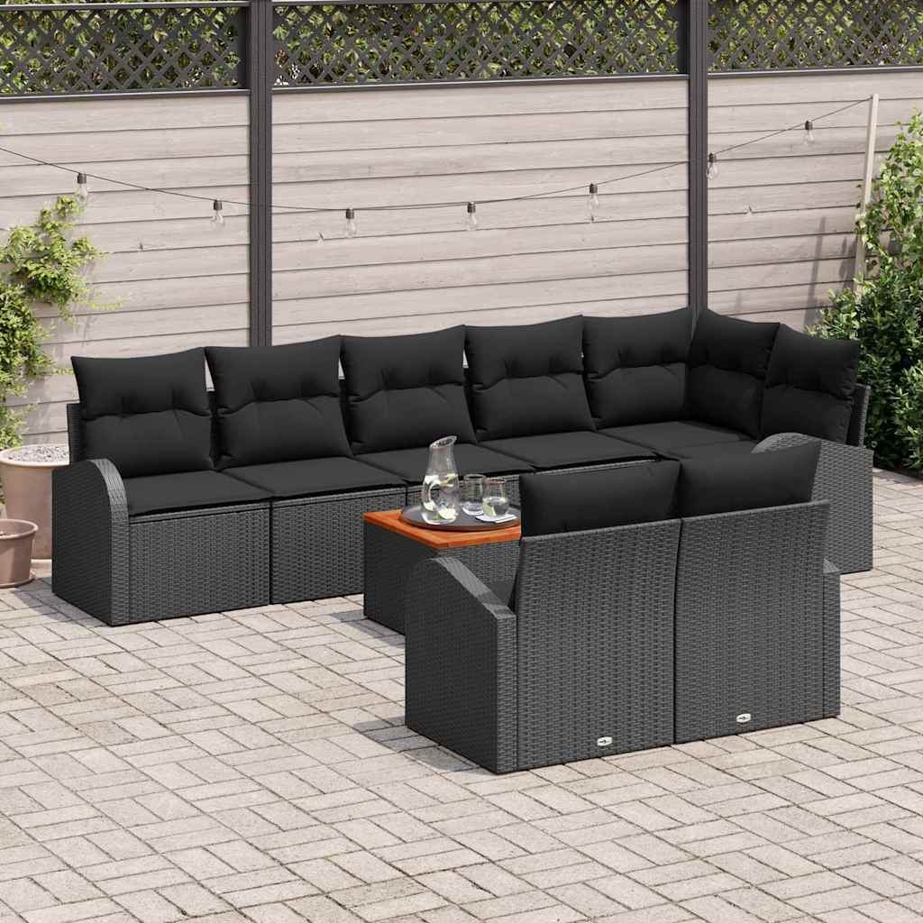vidaXL Zestaw Sof na Ogród z przechowywaniem 9 pcs Czarny polirattan