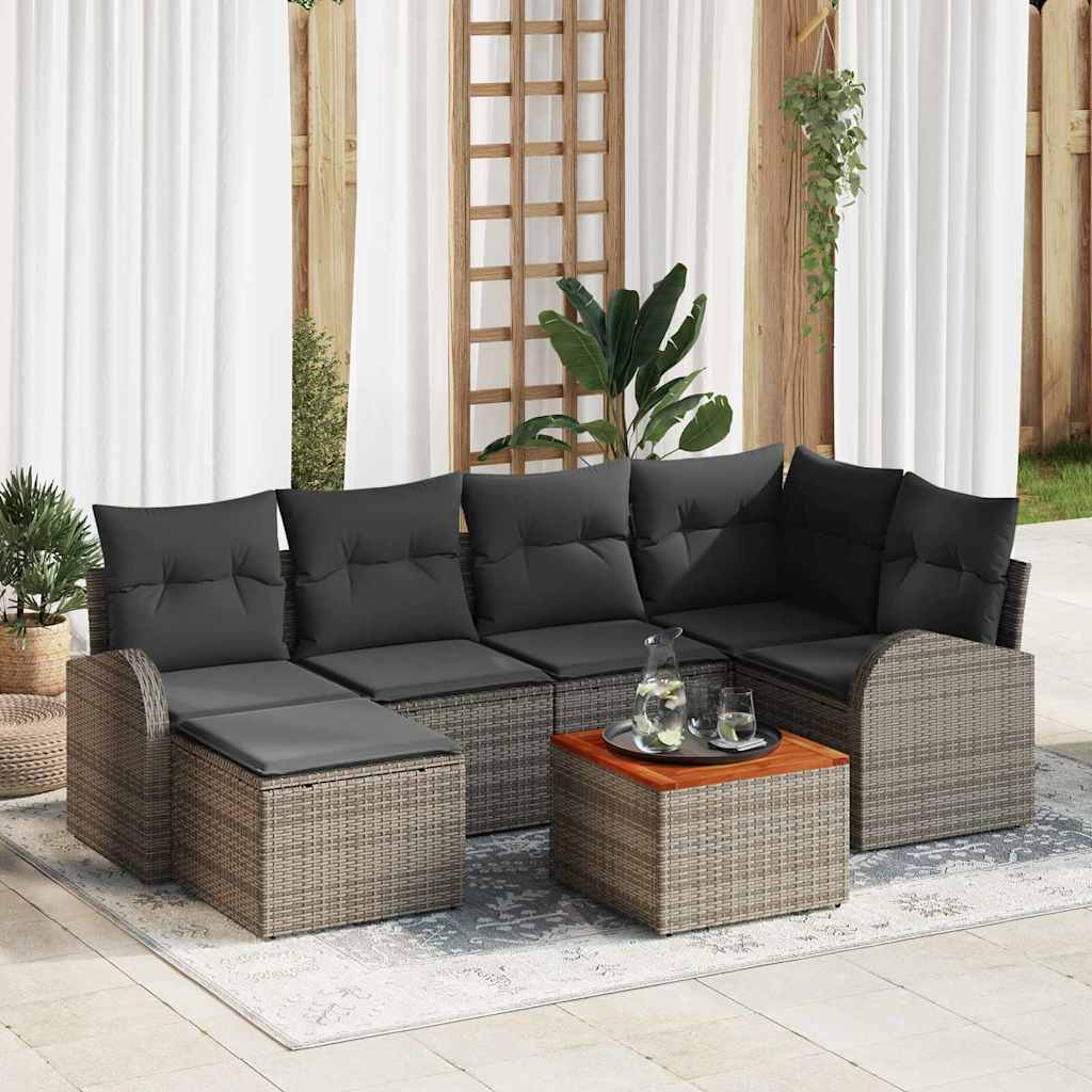 vidaXL Zestaw Sof na Ogród z przechowywaniem 7 pcs Szary polirattan