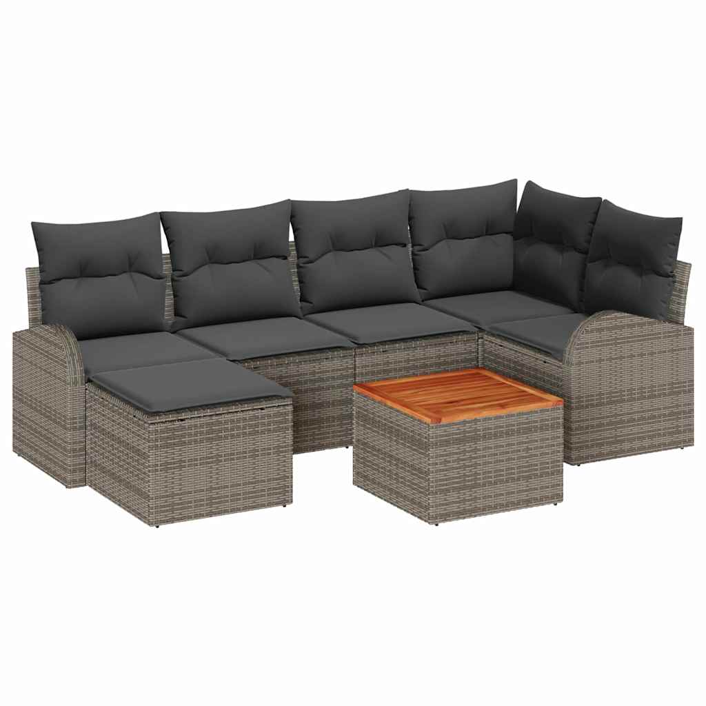 vidaXL Zestaw Sof na Ogród z przechowywaniem 7 pcs Szary polirattan