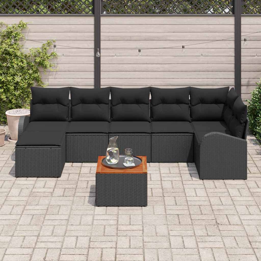 vidaXL Zestaw Sof na Ogród z przechowywaniem 8 pcs Czarny polirattan